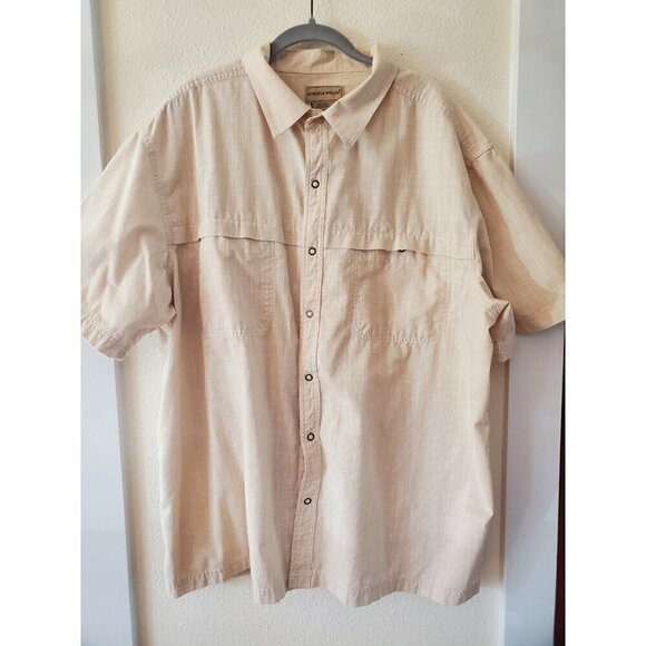 Vintage Scandia Woods Shirt Mens Size XL Button Up Short Sleeve Ivory Color - Picture 2 of 13